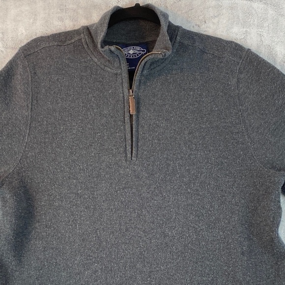 Charles River Quarter Zip Pull Over Sz Medium Grey / Gray Cotton Knit - Picture 11 of 11